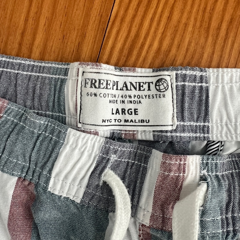 Free Planet Men's Striped Shorts - Gray, White, Brown L - Picture 7 of 10